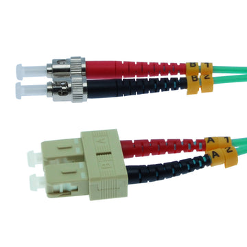 SC-ST Multimode OM3 Duplex 50/125 Aqua Fiber Patch Cable, UL, ROHS