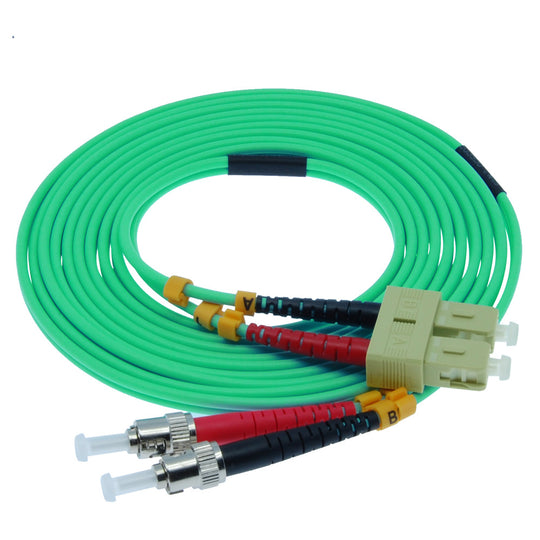 SC-ST Multimode OM3 Duplex 50/125 Aqua Fiber Patch Cable, UL, ROHS