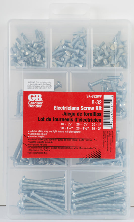 Gardner Bender Electrician Screw Kit, SK-832WP