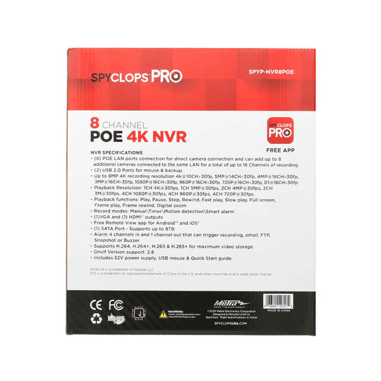 Metra Spyclops 8 Channel AI 4K PoE NVR