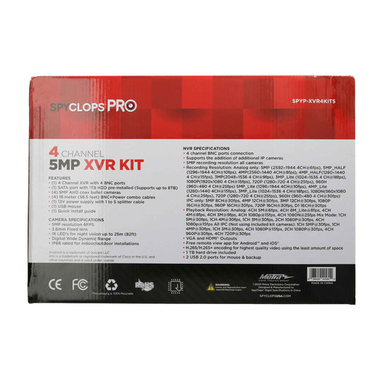 Metra Spyclops 4 Channel 5MP XVR Kit