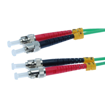 ST-ST Multimode OM3 Duplex 50/125 Aqua Fiber Patch Cable, UL, ROHS