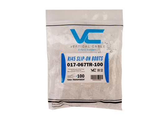 Vertical Cable Cat6A, RJ45 Slip-on Boots for 012-027SLM-100 Plugs - 100 Pack