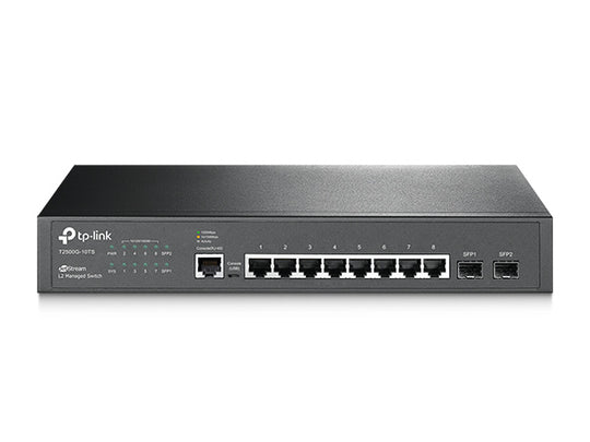 TP-Link T2500G-10TS JetStream 8-Port Gigabit L2 Managed Switch with 2 SFP Slots