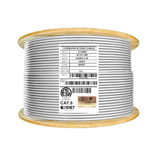 ABA Elite Cat8 Shielded Riser (CMR) - 40Gb, 22AWG, 2000MHz, S/FTP, Solid, 1000ft Spool