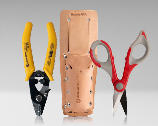 Jonard Tools Fiber Stripper & Kevlar® Shears Kit, Leather Pouch