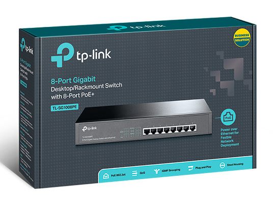 TP-Link TL-SG1008PE 8-Port Gigabit Desktop/Rackmount Switch with 8-Port PoE+