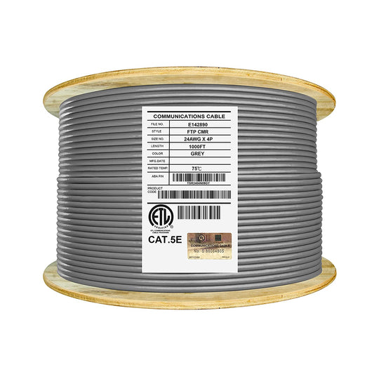 ABA Elite CAT5E 350MHz STP, CMR, Solid, 24AWG, 1000ft Plywood Reel