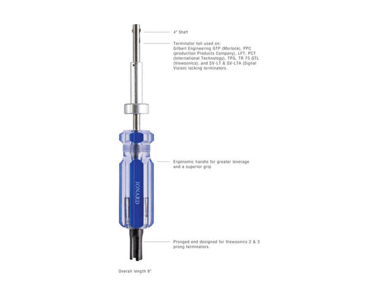 Jonard Tools Terminator Tool with Prongs, 9"