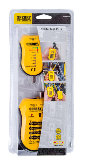 Sperry Instruments Cable Test Plus Network Cable Tester for Coax and Cat3 through Cat6 Ethernet, 1/Ea, TT64202