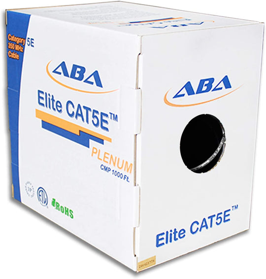 ABA Elite CAT5E 350MHz UTP, CMP, Solid, 24AWG, 1000ft RELEX II Box
