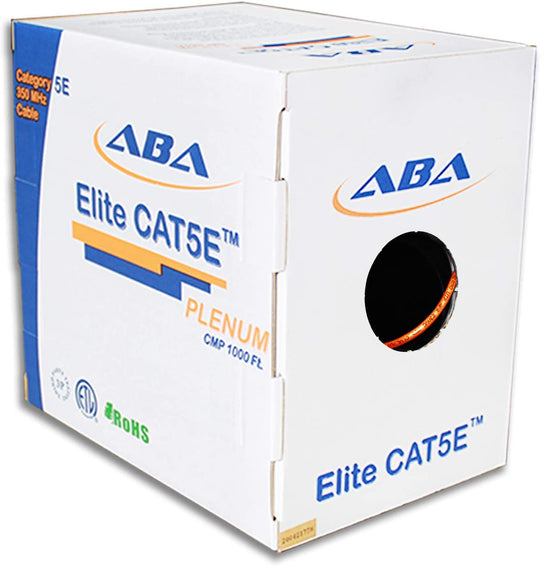 ABA Elite CAT5E 350MHz UTP, CMP, Solid, 24AWG, 1000ft RELEX II Box