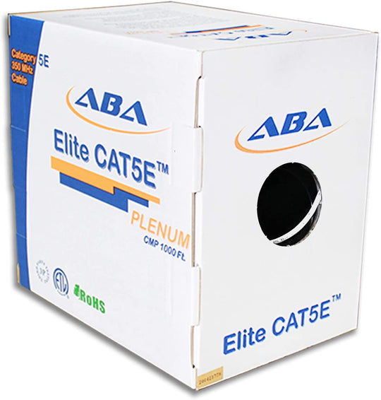 ABA Elite CAT5E 350MHz UTP, CMP, Solid, 24AWG, 1000ft RELEX II Box