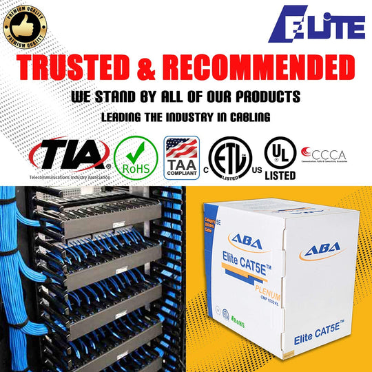 ABA Elite CAT5E 350MHz UTP, CMP, Solid, 24AWG, 1000ft RELEX II Box