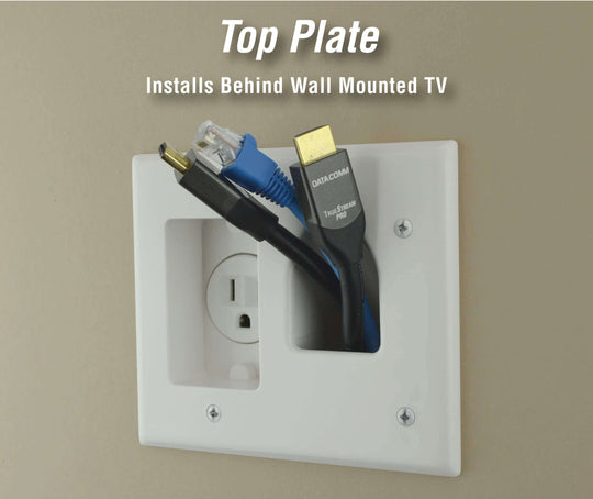 Datacomm 45-0023-WH Recessed Pro-Power Kit with Straight Blade Inlet