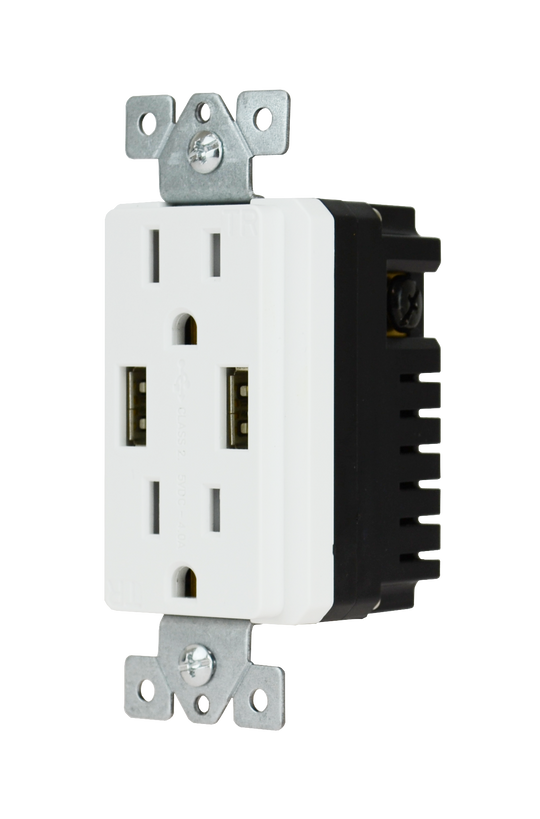 DataComm Décor Duplex 4.0 Amp USB Charger with 15A/125V with Tamper Resistant Outlet