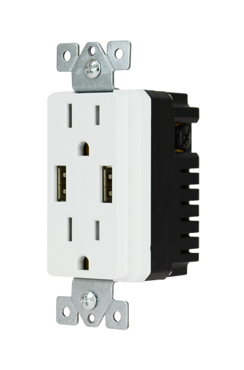 DataComm Décor Duplex 4.0 Amp USB Charger with 15A/125V with Tamper Resistant Outlet