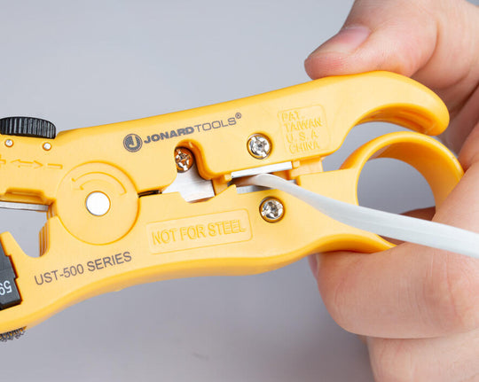 Jonard Tools Universal Cable Stripping Tool with Cable Stop for COAX, Network & Telephone Cables, UST-540