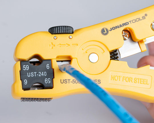 Jonard Tools Universal Cable Stripping Tool with Cable Stop for COAX, Network & Telephone Cables, UST-540