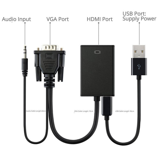 VGA to HDMI Converter with Audio Support