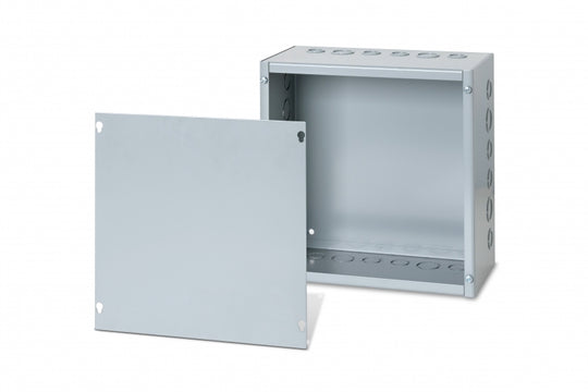 Austin AB-24246SBGK 24x24x6 Type 1 Screwcover Junction Box - With ko's, Painted ANSI 61 Gray