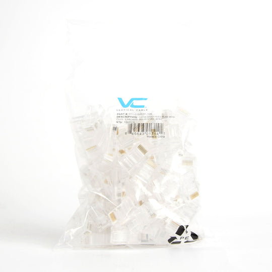 Vertical Cable 011-018/EZF-100 Cat5E RJ45 Modular Feed Through Plug, 100 Pack