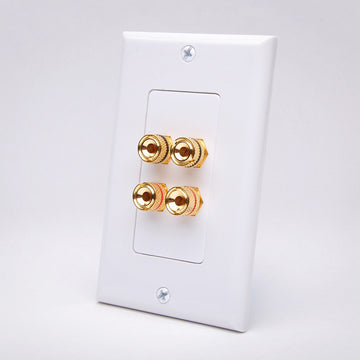 Vanco 28147W 2 Pair Binding Post Decor Wall Plate