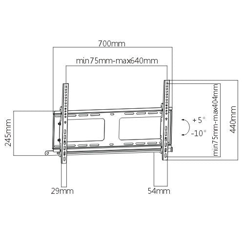 Rhino Brackets Lockable Tilting TV Wall Mount Bracket for 37-70 Inch Screens