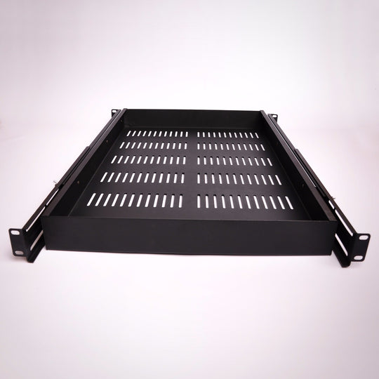 Quest 26 Inch (37 Inch Ext) 1 Unit (1U) Vented High-Load Capacity Sliding Rack Shelf