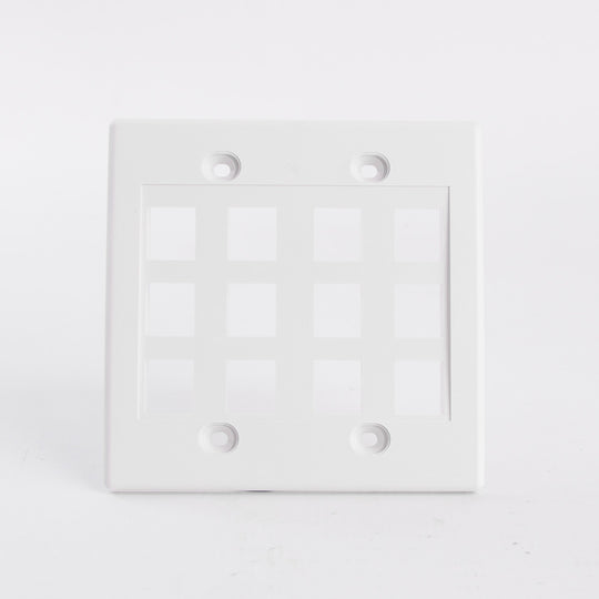 Dual Gang Keystone Jack Wall Plate - 8 or 12 Ports