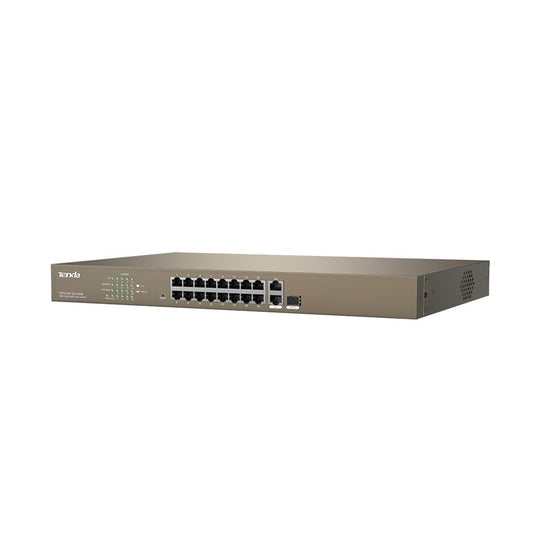 Tenda 16-Port 10/100Mbps + 2 Gigabit Web Smart PoE Switch TEF1218P-16-250W