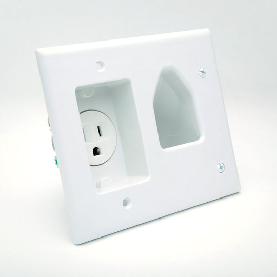 DataComm Recessed Bulk Cable Wall Plate w/ Power
