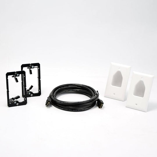 Rhino Brackets Articulating Curved and Flat Panel Single Stud TV Wall Mount w/ In-Wall Wire Hider Kit for 32-55 Inch Screens