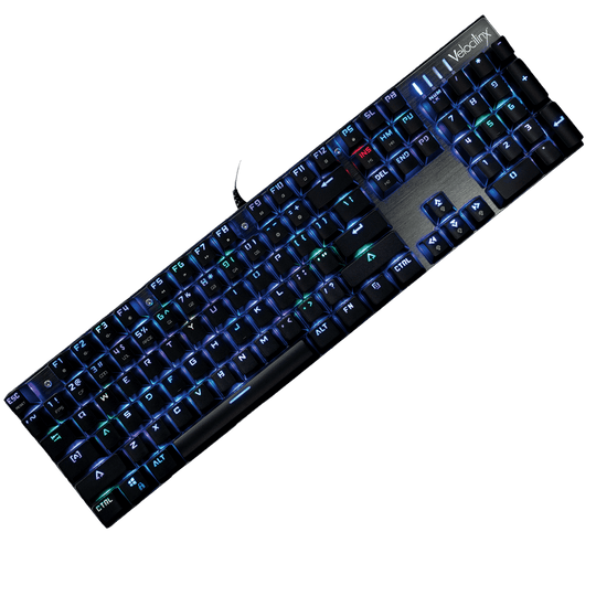 Velocilinx Brennus Wired Mechanical Gaming Keyboard, Gun Metal/Black, VXGM-KB104P-OBL-BK