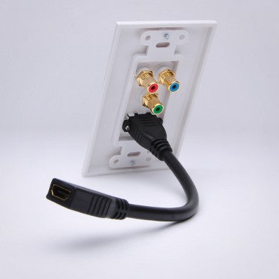 Slim Line Standard HDMI Pigtail and RGB Component Video Decor Wall Plate