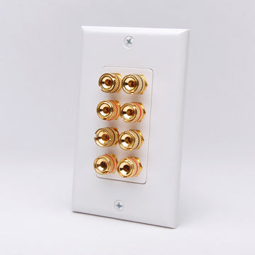 Vanco 28148W 4 Pair Binding Post Decor Wall Plate