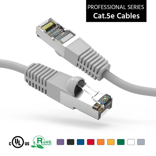 Cat5E Shielded Ethernet Patch Cable, Snagless Boot - Gray