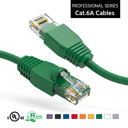 Cat6A Ethernet Patch Cable, Snagless Boot - Green