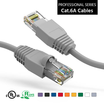 Cat6A Ethernet Patch Cable, Snagless Boot - Gray