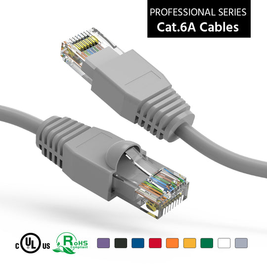 Cat6A Ethernet Patch Cable, Snagless Boot - Gray