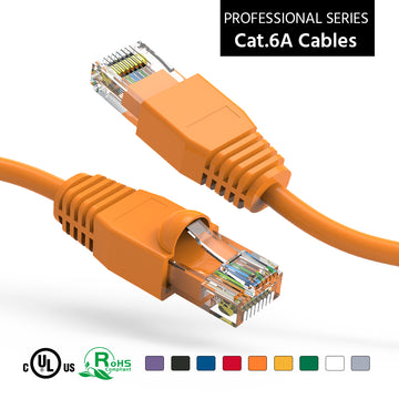 Cat6A Ethernet Patch Cable, Snagless Boot - Orange