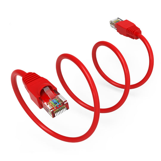 Cat6A Ethernet Patch Cable, Snagless Boot - Red