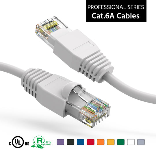 Cat6A Ethernet Patch Cable, Snagless Boot - White