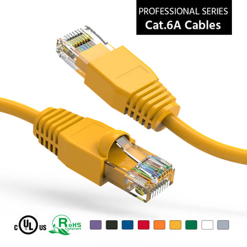Cat6A Ethernet Patch Cable, Snagless Boot - Yellow