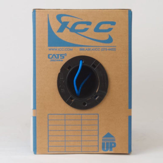 ICC 350Mhz CAT5e Bulk Cable with 24 AWG UTP Solid Wires, CMP Jacket, 1000ft Box