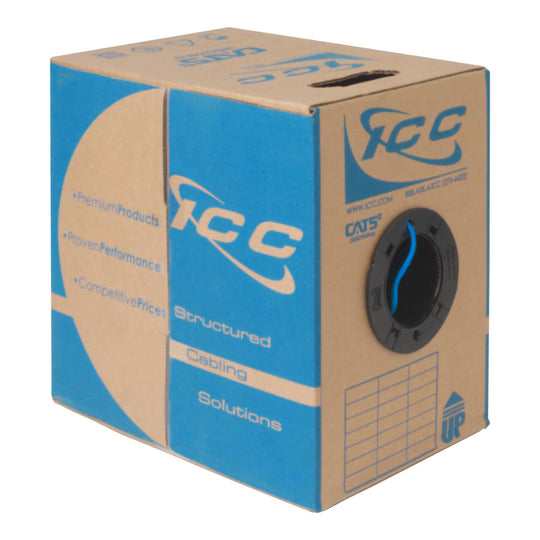 ICC 350Mhz CAT5e Bulk Cable with 24 AWG UTP Solid Wires, CMP Jacket, 1000ft Box
