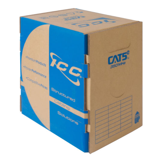 ICC 350Mhz CAT5e Bulk Cable with 24 AWG UTP Solid Wires, CMR Jacket, 1000ft Box