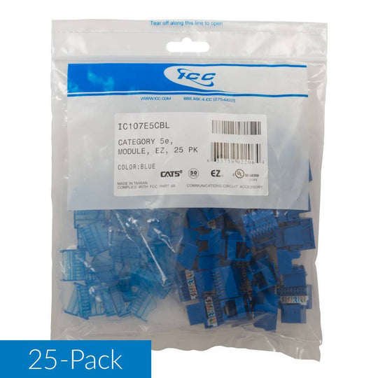 ICC Cat5E EZ Modular Keystone Jack 25 Pack