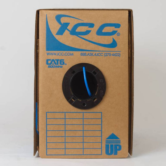 ICC 500Mhz CAT6 Bulk Cable with 23 AWG UTP Solid Wires, CMP Jacket, 1000ft Box