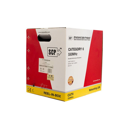 SCP Cat6 Plenum - Enhanced 550 MHz 23AWG Solid 4PR UTP - 1000ft Box